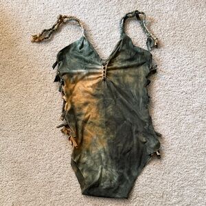 Boho Green and Brown One Piece